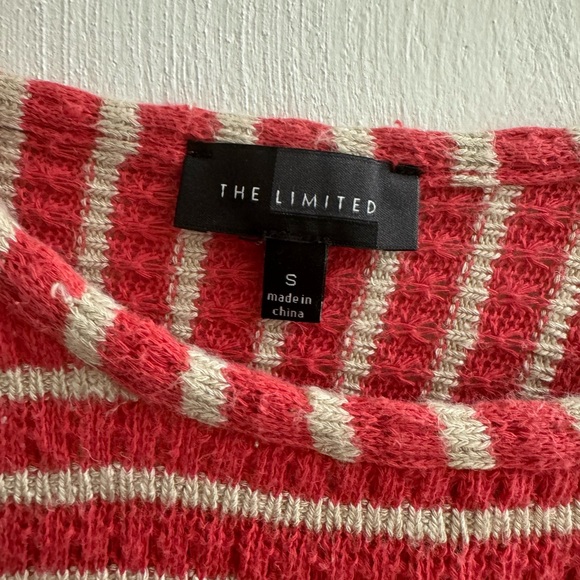 Coral and cream striped The Limited women’s top S - Picture 2 of 3